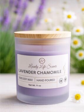 Lavender Chamomile 100% Premium Soy Wax 11 oz Candle by Lovely Life Scents